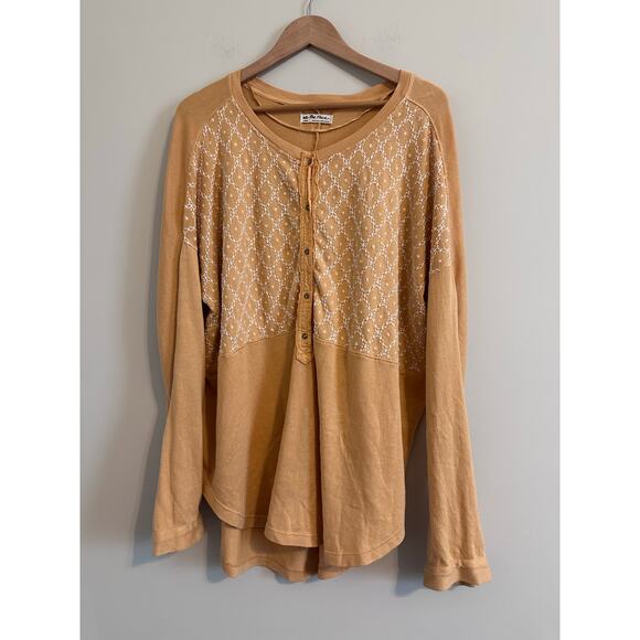 Free People Peach Fuzz Combo Free Spirt Embroidered Top Size Large - Picture 2 of 4